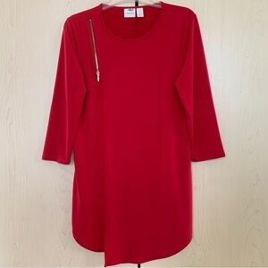 Chico's Women's 3/4 Sleeve Pullover Zipper Tunic Blouse Red Size 0 (4/6-S)‎